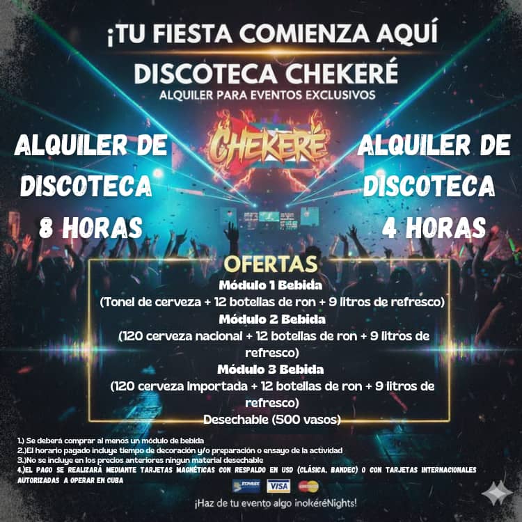 ¿Listo para bailar hasta el amanecer?La disco🥳 El Chekeré está vibrando con la mejor música, las luces y el ambiente perfecto para crear recuerdos inolvidables. 
🤩¡La fiesta te llama!🤩
 #eldestinoerestú
#villacuba
<a href="/grancaribehotel/">Grupo Hotelero Gran Caribe</a>
