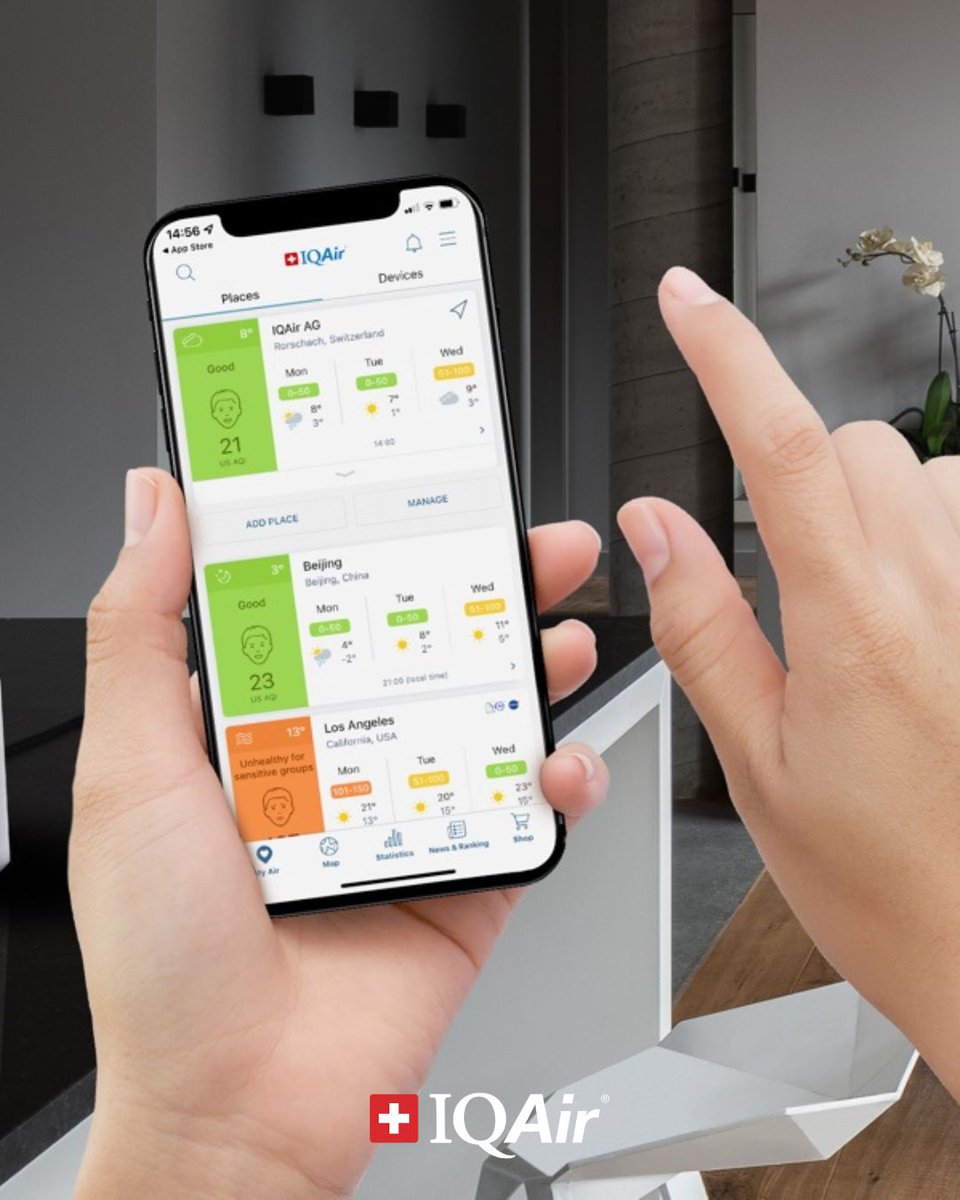 IQAir's tweet photo. Air quality can change faster than you think.

One shift in wind, one smoky night, and suddenly you’re breathing polluted air.

Stay up to the minute with IQAir's AirVisual app.

 #AirQuality #CleanAir #AirPollution #BreatheEasy #AirVisual https://t.co/12QwyEaVN8