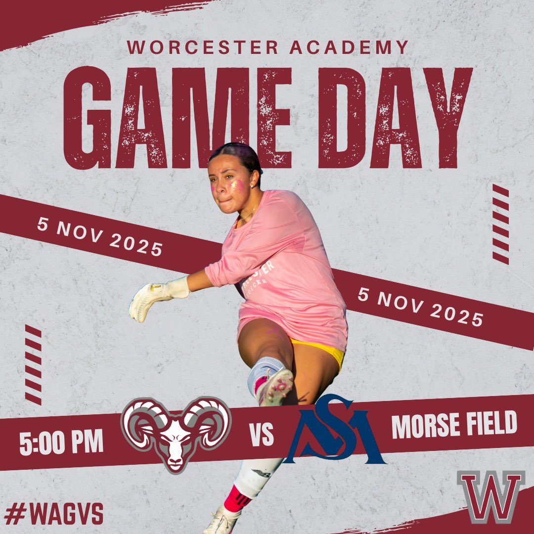 🚨Game Day!!!🚨

Today we take on <a href="/StMarksGSoccer/">St. Mark's Soccer</a> at 5:00 p.m. on Morse in another important NEPSAC matchup! Come out and support the girls! #WAGVS #together 🐏⚽️ <a href="/WA_Athletics/">Worcester Academy Athletics</a> 

Livestream Link:

team1sports.com/highschool/ma/…