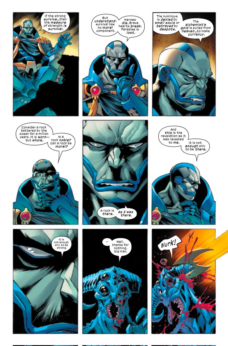 <a href="/GL2814_3/">(INSERT BLACK CHARACTER) Deserves Better</a> It felt like such a departure from what Ewing was doing with him in Heralds and X-Men Red, he was talking to Orc about the folly of his own philosophy and coming to realize that strength alone isn't what matters. It really felt like a 180