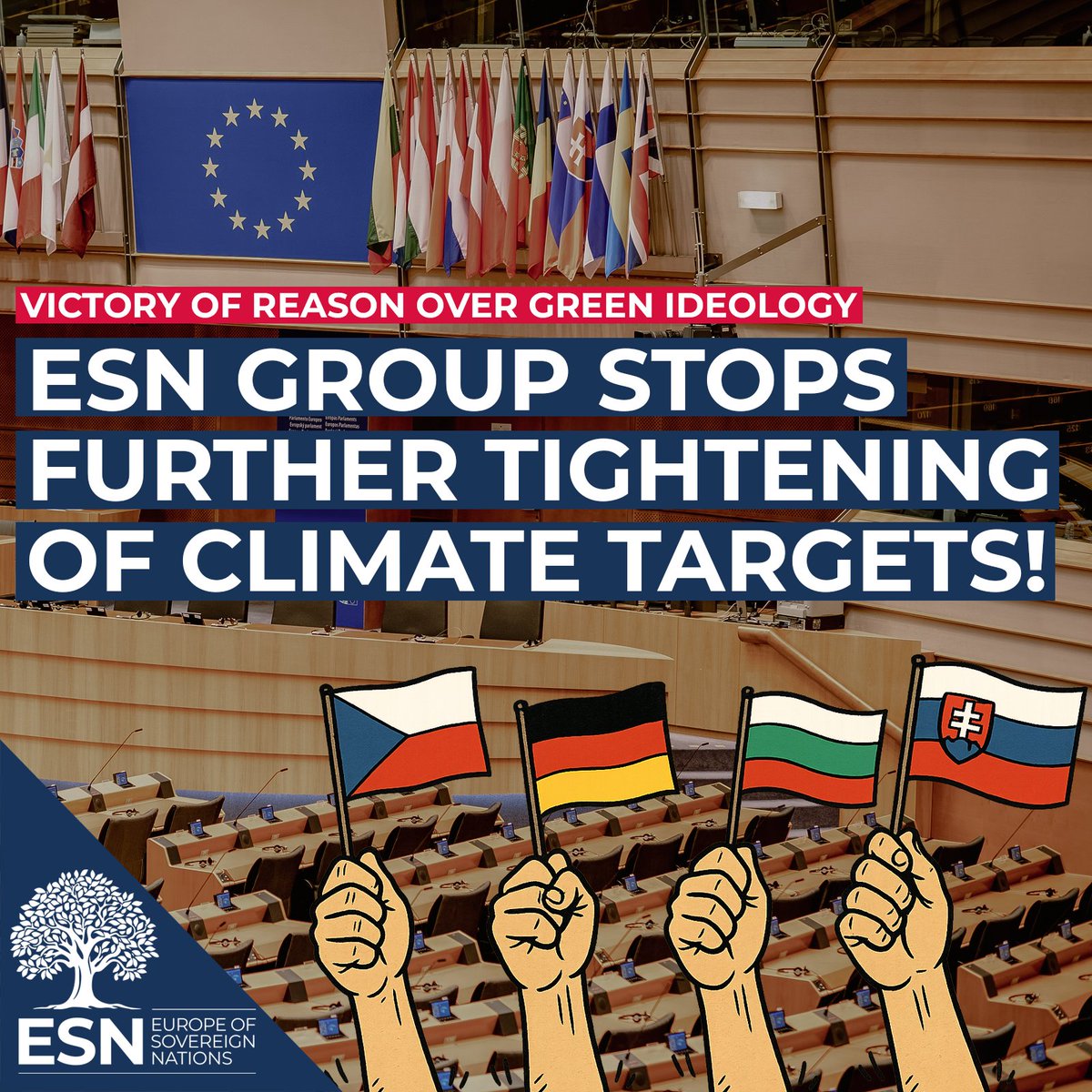 +++ ESN Group blocks further tightening of climate targets — victory of reason over green ideology +++

Today, the Committee on Transport and Tourism voted on the opinion “Laying down the framework for achieving climate neutrality.” By a narrow majority—and thanks to the decisive