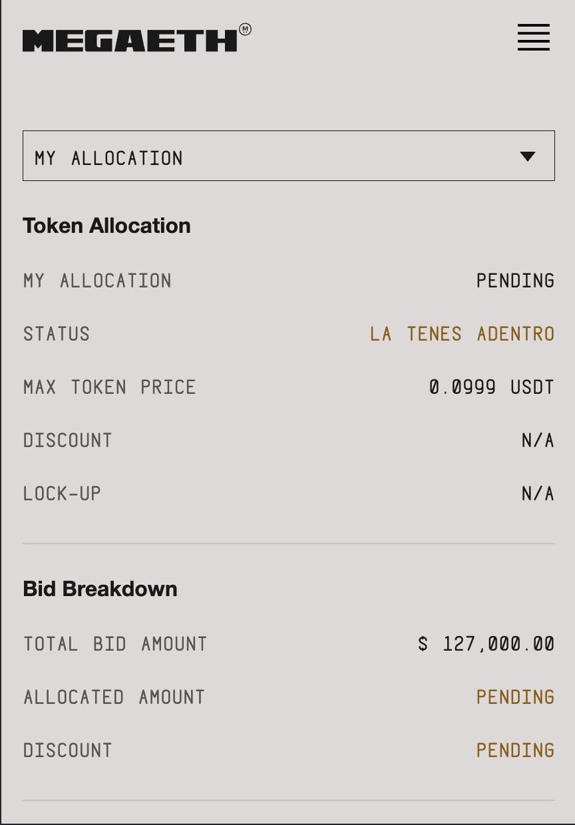 Hoy finaliza el período donde calculan la allocation, suerte a todos los que participaron de <a href="/megaeth/">MegaETH</a> 

Siempre checkeen el Status, por cierto feliz cumpleaños <a href="/0xPumbi/">pumbi.eth (creator arc) ✍️</a> de parte de todo <a href="/SEEDLatam/">SEED Latam 🔜 Devconnect 🇦🇷</a>  🎈