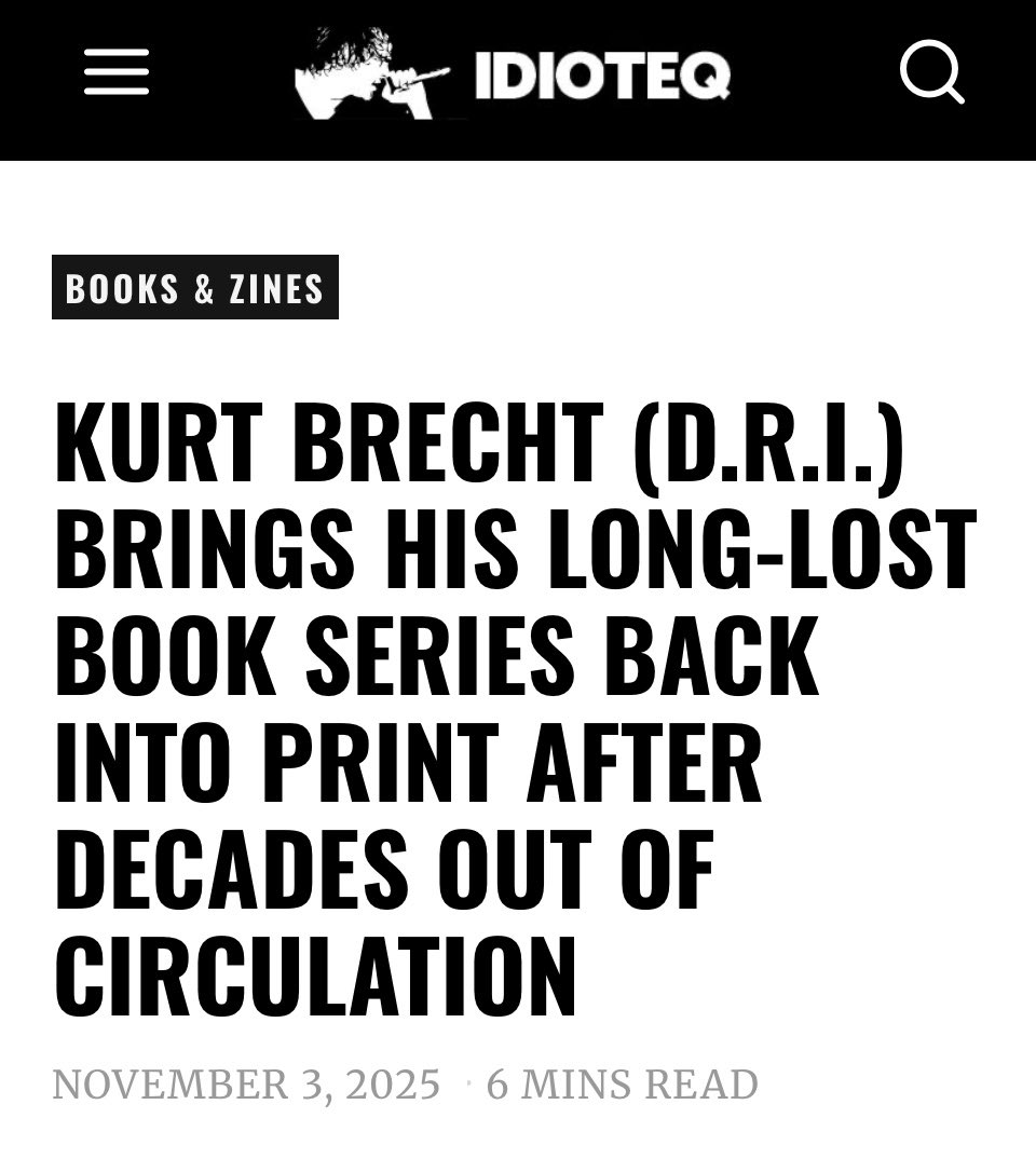 Blackhouse_Recs's tweet image. A great piece at @IDIOTEQ talking with Kurt Brecht @DRIPND from @DRI_Band about the book revival &amp;amp; release, the band, touring, &amp;amp; more. Full article @ tinyurl.com/DRIidioteq

All 4 books out now as a Ltd. run @ blackhousestore.com. Orders now ship immediately.

#punk #thrash