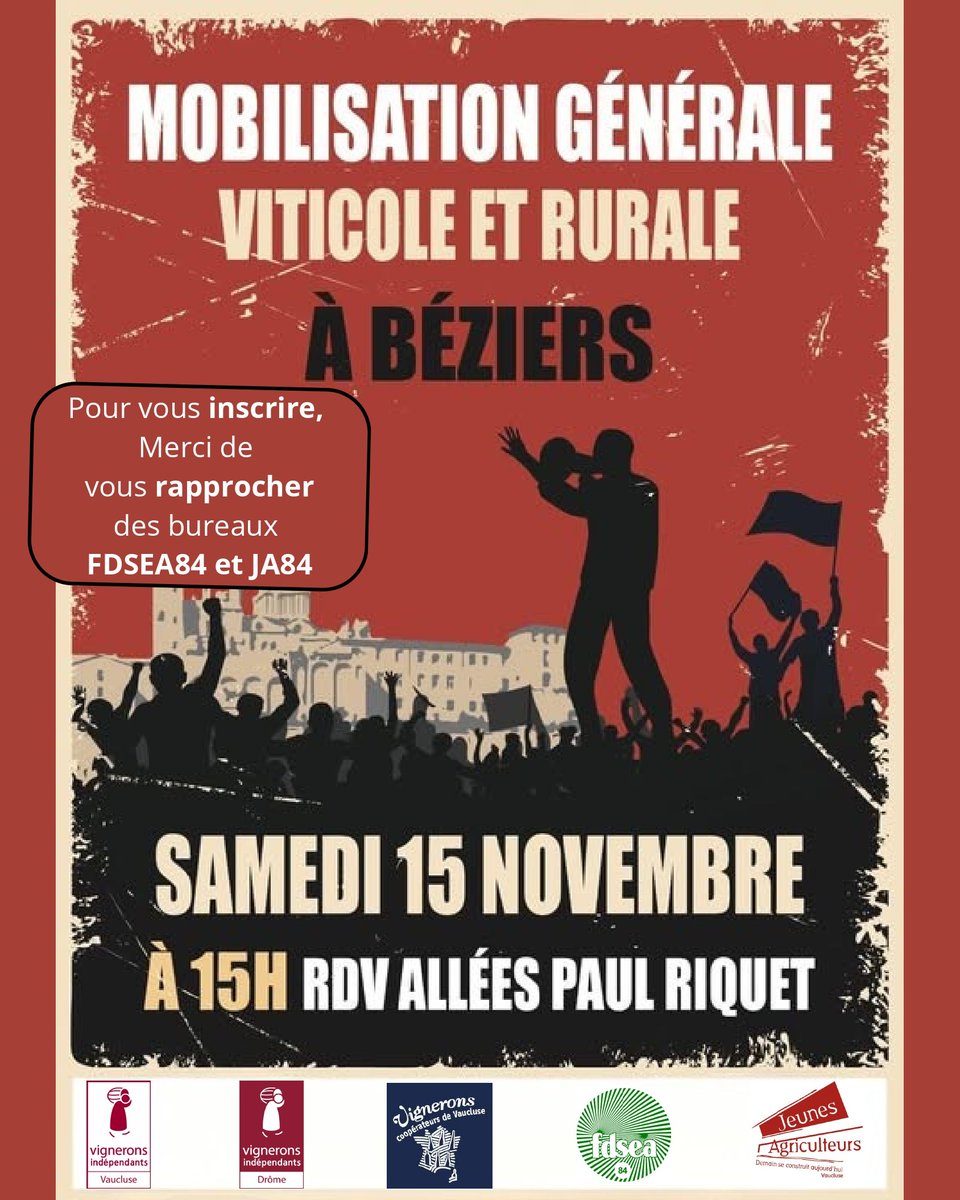 Parce que la viticulture ce ne sont pas que des paysages et du vin  il est nécessaire de se mobiliser pour défendre,  ensemble, notre profession !
<a href="/FNSEA/">La FNSEA</a> <a href="/FRSEAPACA/">FRSEA PACA</a> <a href="/AllaertPro/">ALLAERT Cathy Pro</a>