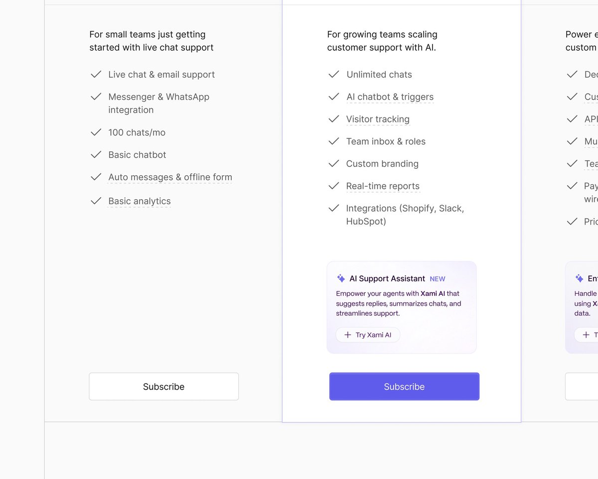 Bumblebee_Bam's tweet image. Pricing section for a LiveChat SaaS✨👀