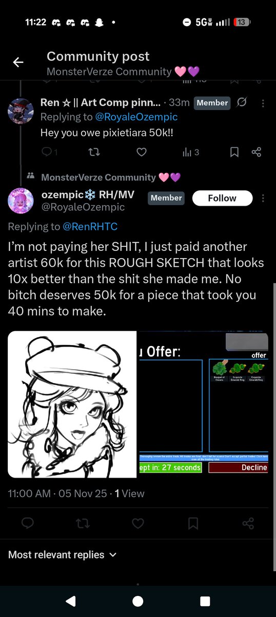 Warning for everyone not to accept commissions from <a href="/RoyaleOzempic/">ozempic🩷 RH/MV</a> cuz they'll just block and not pay you if they decide you didn't do good enough instead of communicating with you