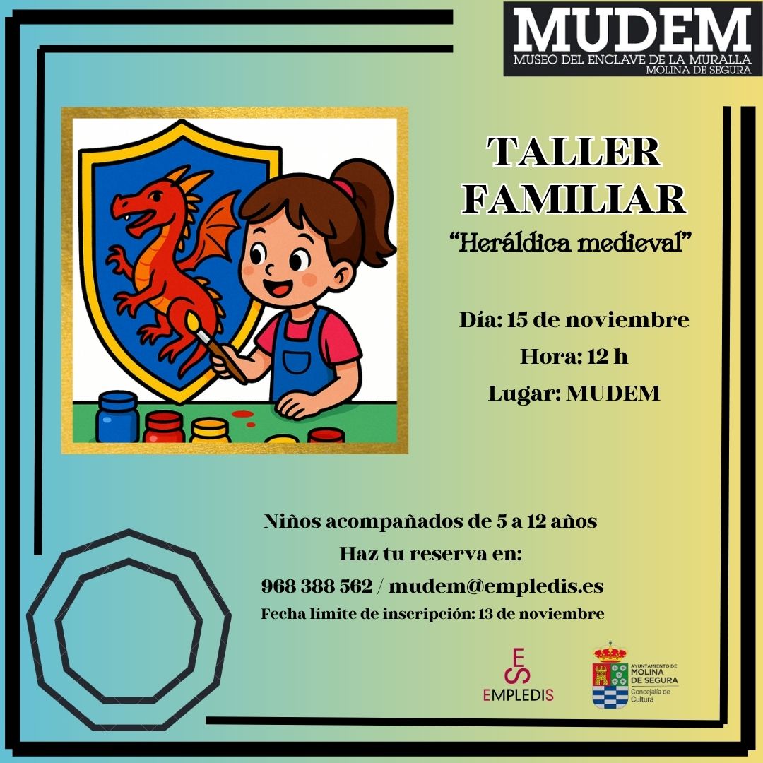 Los talleres continúan en el MUDEM. El próximo sábado 15 de noviembre, los más pequeñ<a href="/s/">『S』</a> podrán sentirse como auténtic@s guerrer@s medeivales creando su propio escudo en un divertido taller de heráldica.