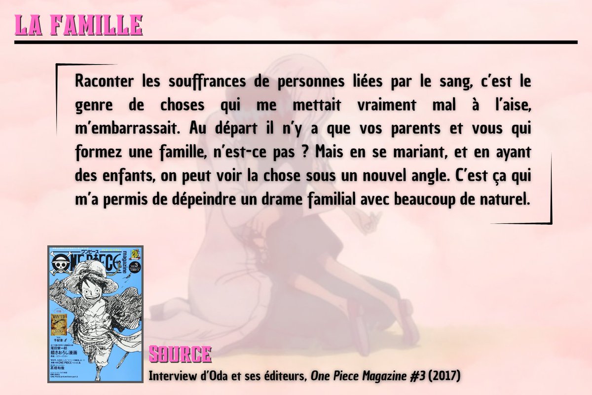 [Interview d'Oda] - #4 La famille 💗    

Peu de temps avant le flashback d'Ohara, Oda est devenu père d'une petite fille. C'est dans la famille qu'il puise l'inspiration pour décrire le drame de Robin.   

❤️+ 🔁
#ONEPIECE #ONEPIECE1165
Abonnez-vous pour davantage d'interviews !