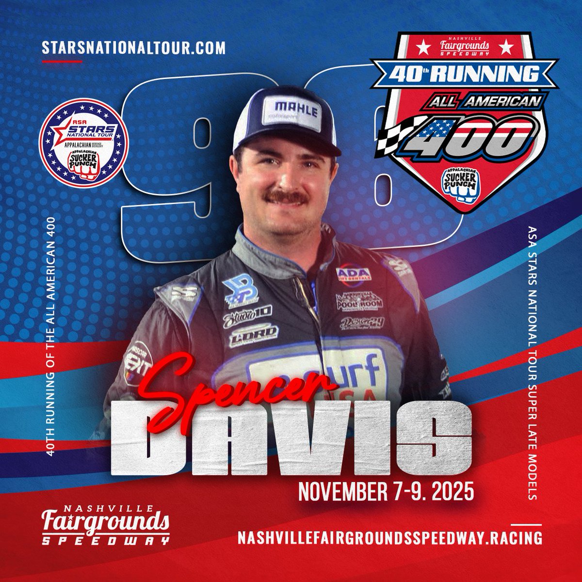 Spencer Davis Joins Star-Studded Field for the 40th Running of the All American 400 at <a href="/RaceFairgrounds/">Nashville Fairgrounds Speedway</a> 

Story: starsnationaltour.com/spencer-davis-…

#ASASTARS 🏁