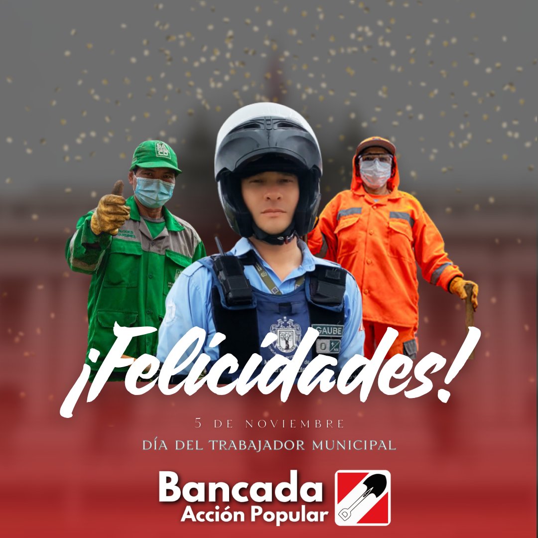🏛️ La Bancada de Acción Popular saluda a todos los trabajadores municipales del Perú en su día.
Su esfuerzo y vocación de servicio son esenciales para el desarrollo y bienestar de nuestras ciudades. 🇵🇪👏
#DíaDelTrabajadorMunicipal #AcciónPopular #Perú