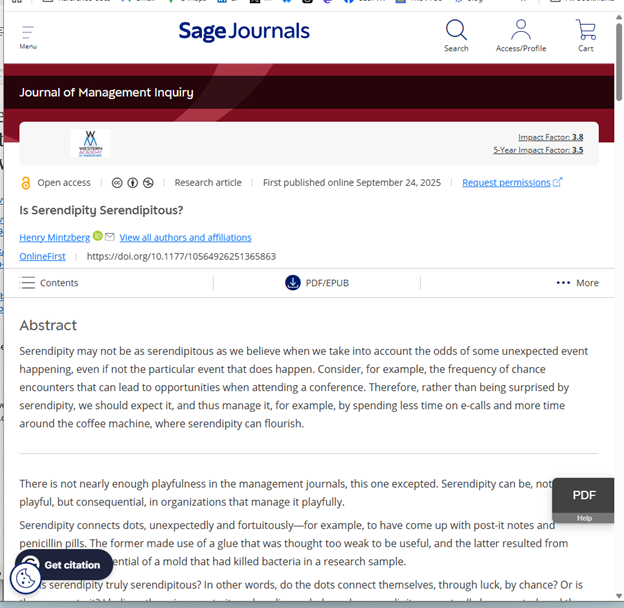 Love at first sight” has to be, if not the most common form of serendipity, certainly the most venerated. We just love to glorify such things. For some people, it can be love at almost any sight.

mintzberg.org/blog/serendipi…