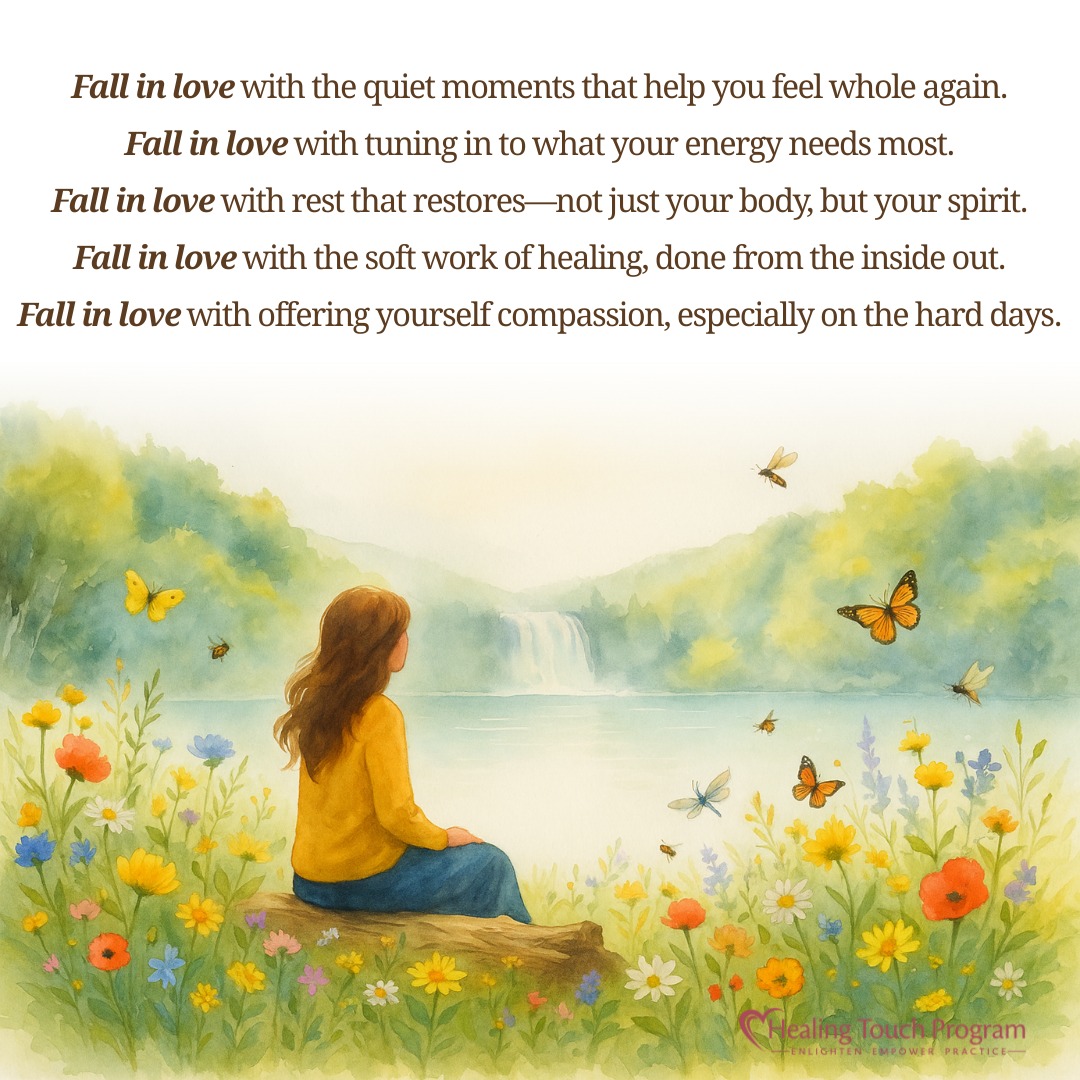 HTProgram's tweet image. 💛 Fall in love with the quiet moments that bring you back to yourself.

Healing Touch helps you restore calm, balance your energy, and remember—healing often whispers. 🌿

✨ Come back to your center.
 You’re allowed to rest.

#HealingTouchProgram #GentleHealing #EnergyHealing