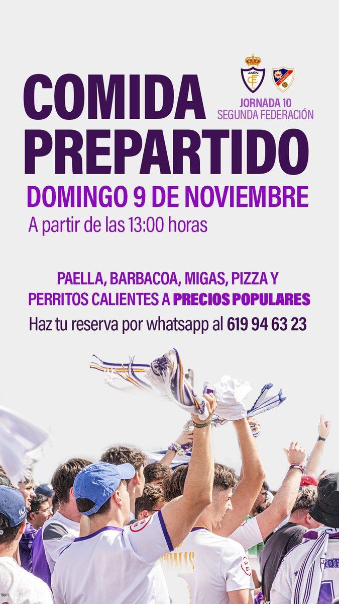 RealJaenCF's tweet image. Ven a vivir el ambiente del derbi desde el mediodía en el Nuevo Estadio Municipal de La Victoria

Desde las 13:00 h disfruta de una 𝗰𝗼𝗺𝗶𝗱𝗮 𝗽𝗿𝗲𝗽𝗮𝗿𝘁𝗶𝗱𝗼 con paella, barbacoa, migas, pizza y perritos calientes a precios populares 🍕🥘🌭

📲 𝗥𝗲𝘀𝗲𝗿𝘃𝗮 𝗽𝗼𝗿…