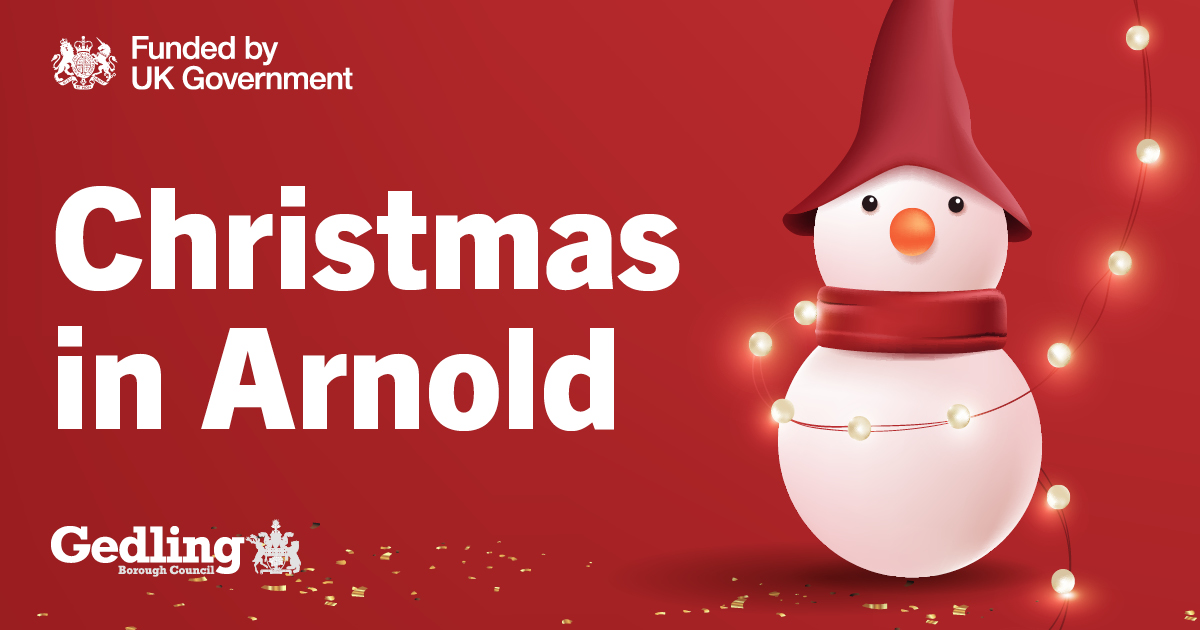🎄Join us for the Arnold Christmas Lights switch on event on Friday 21 November:

•12 – 7.30pm Festive market
•3.30 - 7.30pm Christmas craft market 
•4pm onwards Live music and a visit from Santa 
•6.30pm Christmas lights switch on
•Late night shopping at local shops

Find