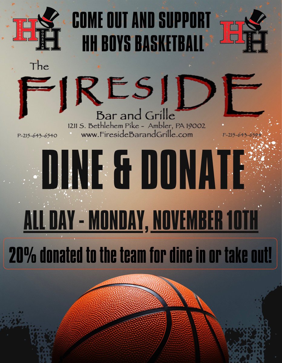 Monday 11/10… please consider supporting our team.  Dine &amp; Donate at Fireside!