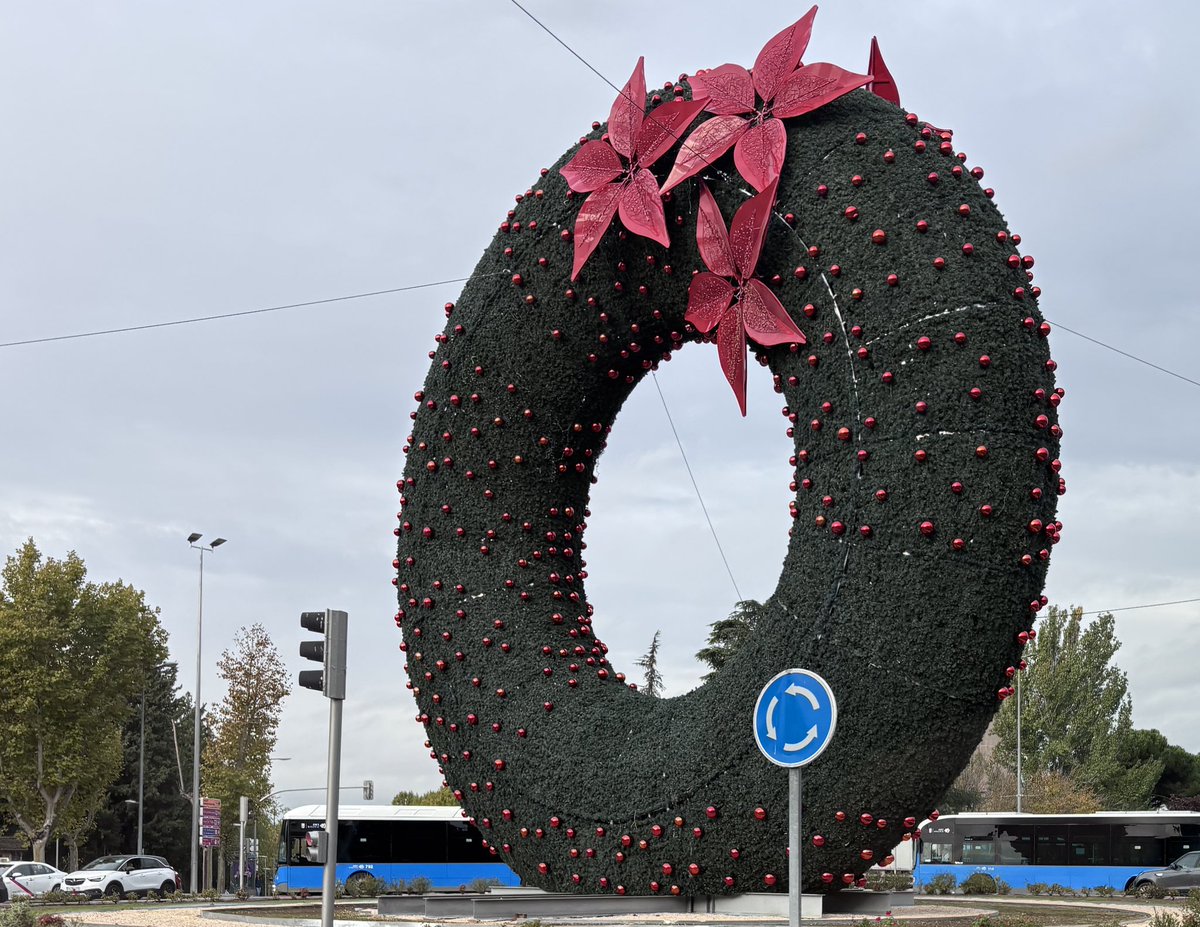 everche's tweet image. ¡Ya es Navidad en la Complutense! Eso sí, el adorno está incompleto de bolitas rojas. Muy apropiado al estado de infrafinanciación de la UCM.