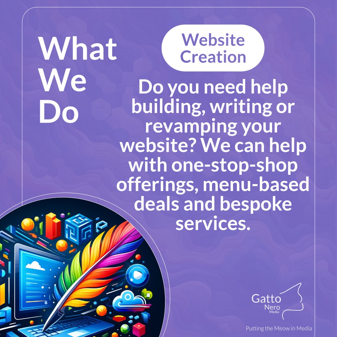gattoneromedia's tweet image. Have you been meaning to set up a website for yourself or your business? Do you need to refresh and revamp an existing site? Then get in touch with Gatto Nero Media.
#websiteservices #websiterefresh