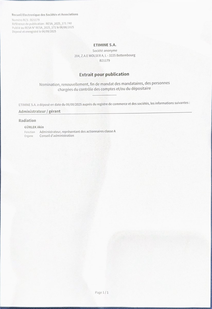 Özgür Özel, Akın Gürlek’in 29 Kasım 2024’te Eti Maden Şirketi’nin Lüksemburg’daki Eti Maden Anonim Şirketi’ne yönetim kurulu üyesi olarak atandığını açıkladı