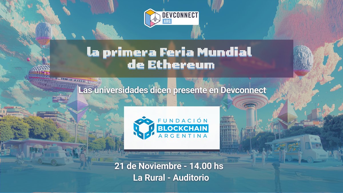 🤝 La <a href="/fblockchain_ar/">Fundación Blockchain</a> también será parte de <a href="/EFDevcon/">Ethereum Devcon</a> en Buenos Aires.

🗓️ 21/11 - 14 a 17 h I La Rural - Auditorio

Workshops y charlas sobre blockchain, gestión pública, derecho, educación y tecnología.

💡 Una aliada clave para acercar la innovación al ámbito académico.