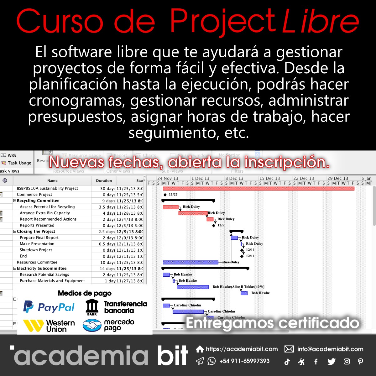 academiabit's tweet image. Curso de ProjectLibre

• Modalidad On-line
• Profesores en vivo
• Certificado del curso
• Clases personalizadas

+info: academiabit.com/cursos/project…
#projectlibre #project #curso #gestionproyectos

Consultas:
🖥️ academiabit.com
✉️ info@academiabit.com
📲 +54 911-26316976