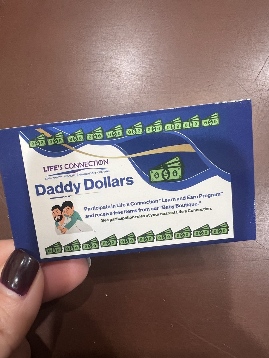 LifesConn's tweet photo. We LOVE our Dads and they are so important!!

Call us today to schedule your Dad’s class and start earning your Daddy Dollars 💵

#lifesconnection #StrongFamilies #daddydollars #lovebaby https://t.co/dKNvkGNhJg