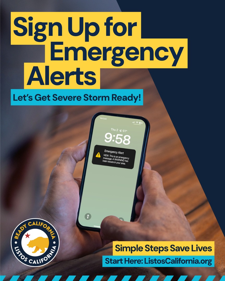 Conditions can change in a flash!

In an emergency, you need to know what is going on. You need to know what to do and when to do it.

Sign up for local emergency alerts at listoscalifornia.org/alerts
