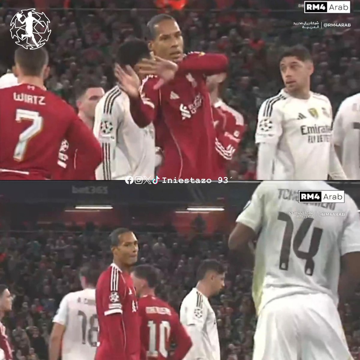 Adolfuhrer_hips's tweet photo. #VanDijk diciéndole a #Tchouaméni que ataje el tiro libre JAJAJAJA 🤣 https://t.co/sj4IsXf304