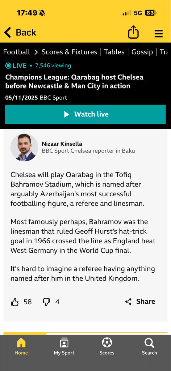 In response to the last para, perhaps we should name something after Tofiq Bahramov in England?