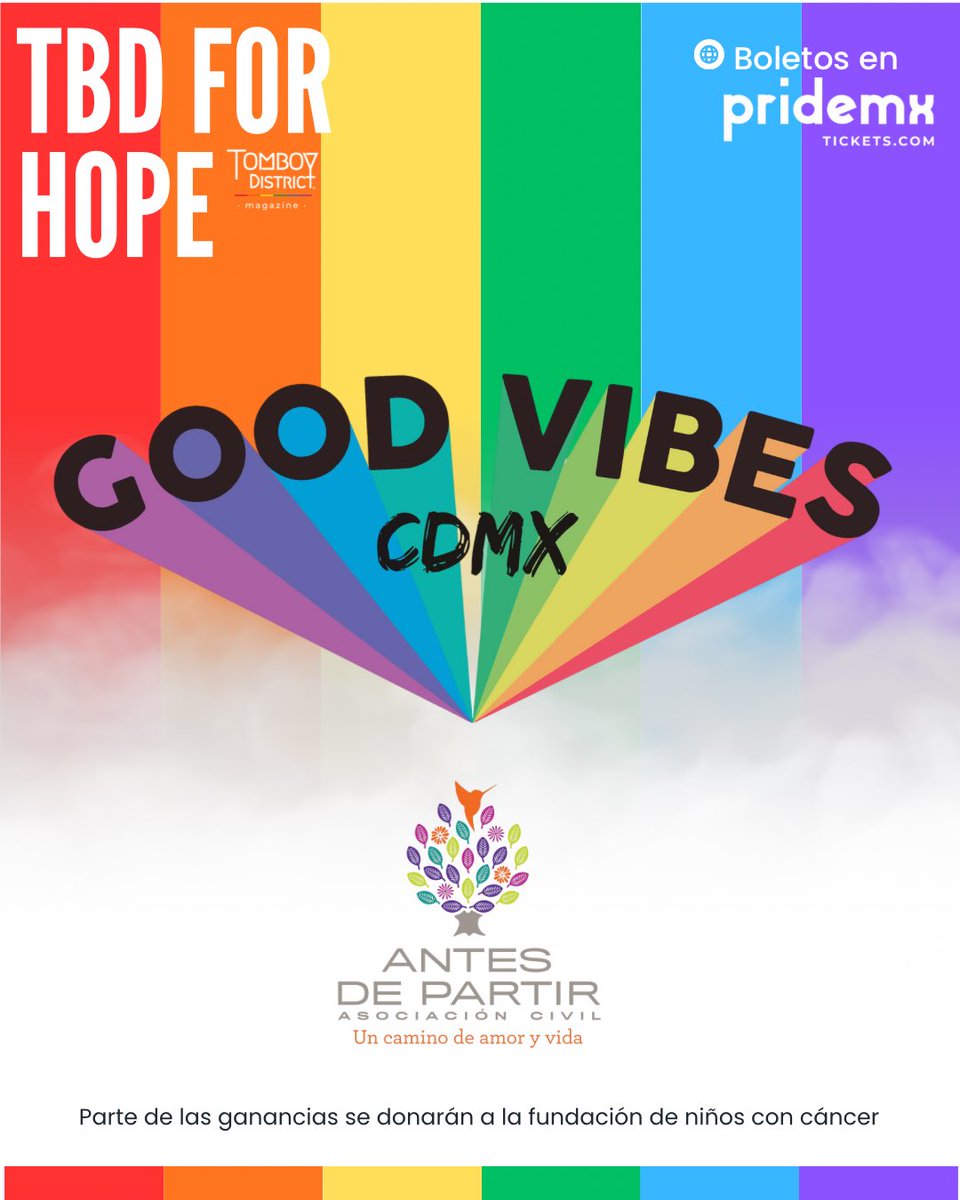 ✨¡Gracias a Good Vibes por unirse como patrocinador del TBD FOR HOPE! 💫 Su apoyo impulsa esta edición con causa, donde la música, la visibilidad y la esperanza se unen para hacer la diferencia.

🎟️ ¡Adquiere tus boletos

👉🏼 pridemxtickets.com/otros/tbd-for-…