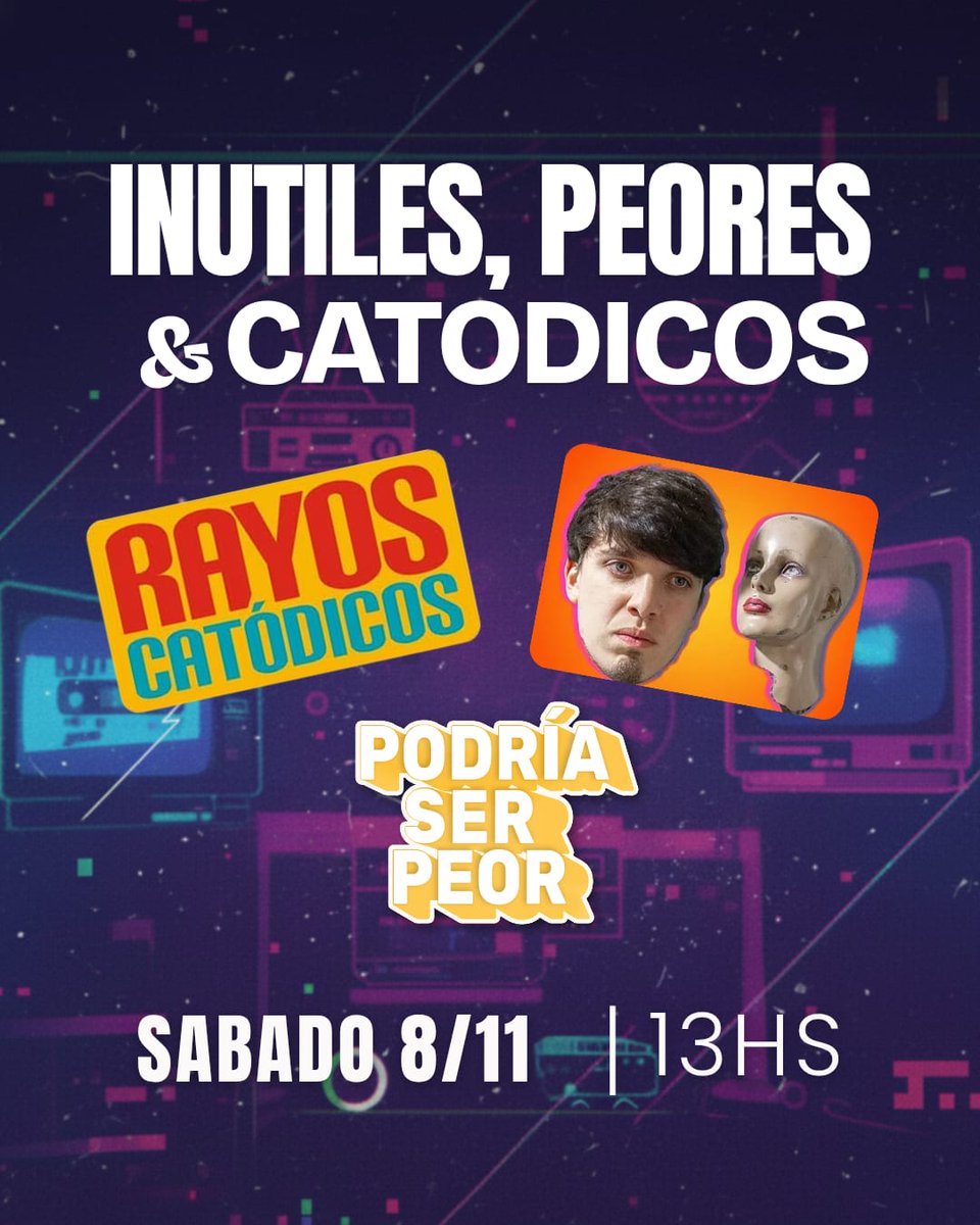 Este sábado es el crossover que no sabias que necesitabas y aquí está!
<a href="/GaboCastillo87/">Gabo Castillo</a> <a href="/CosasInutilesOK/">Cosas Inútiles VHS ⚡📼⚡</a> y los muchachitos de <a href="/rayoscatodicos1/">Rayos Catódicos</a> vamos a estar charlando y dirimiendo cositas.
Los esperamos a las 13hs por nuestro canal de YouTube 
Link abajo 👇