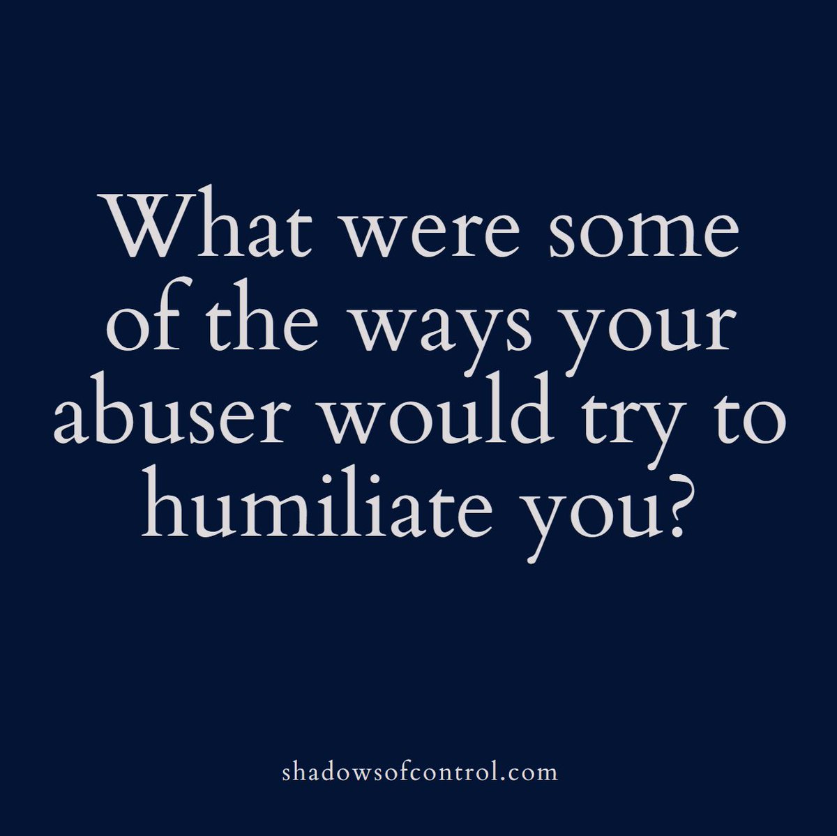 shadows_control's tweet image. Humiliation is a common tool abusers use to break down their victims' self-worth and maintain control. Sharing your experiences can help shed light on these toxic behaviors and start the healing process. 💔 

#EmotionalAbuse #ToxicRelationships #BreakTheSilence