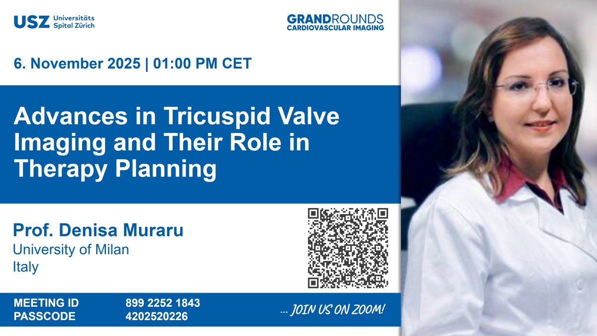 CardioZurich's tweet image. ❤️‍🔥Join Prof. @denisamuraru &amp;amp; explore the latest #CVImaging contributions to advancing #tricuspid valve disease management 🌐 usz.ch/en/event/advan… With our hosts🎙️@rmanka_ &amp;amp; @Alkadhi_rad at @Unispital_USZ ❤️‍🔥

 @Unispital_USZ @RadiologieUSZ @lpbadano  @TwittAuxologico @EHJCVIEiC…