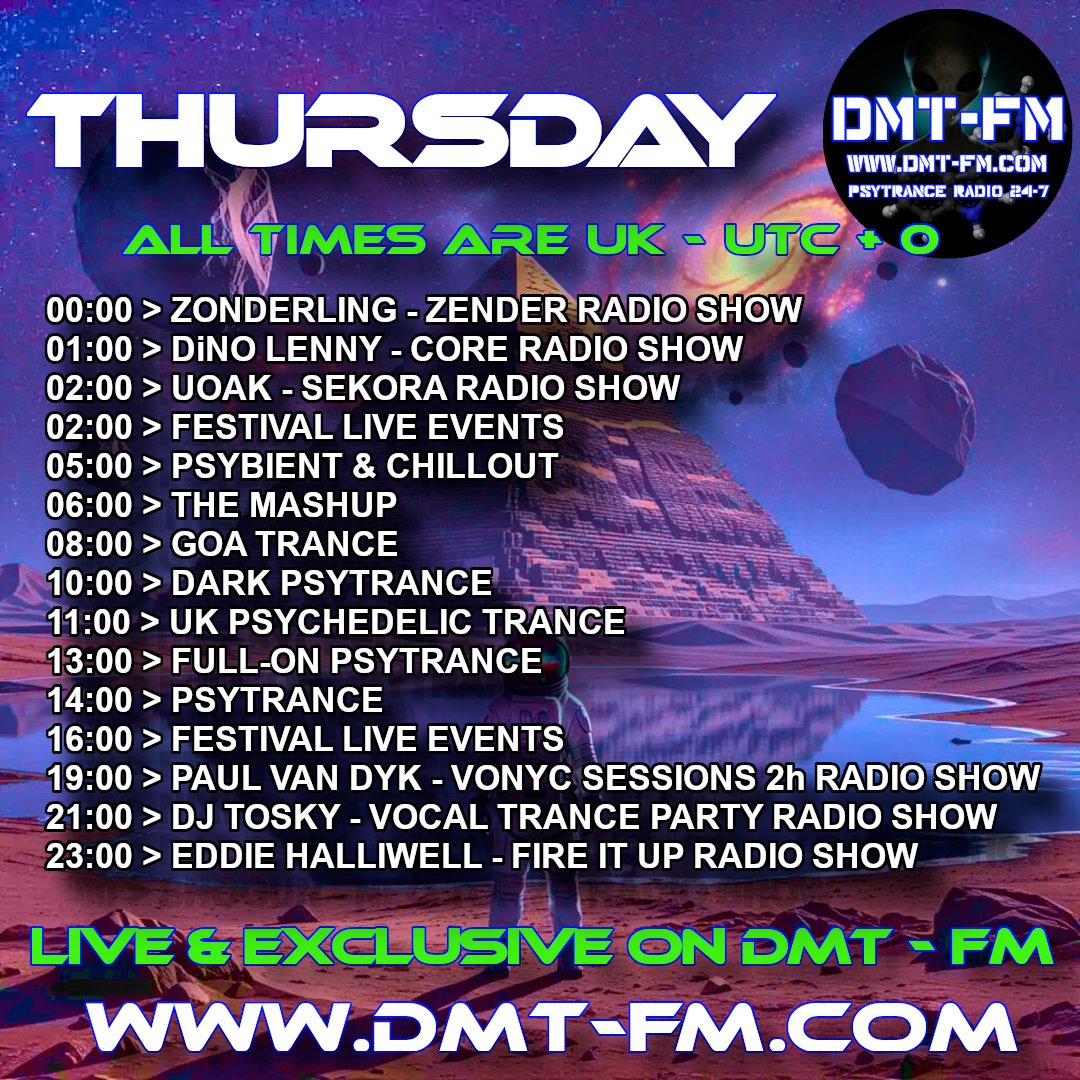 Shows on DMT FM Thursday 06/11/2025
DMT FM - Psytrance Radio Broadcasting 24/7
dmt-fm.com
#psytrance #psytrancemusic #psybient #goatrance #fullon #EDM #psybreaks #progressivepsy #psydub #psychill #techno #trance #electronicmusic #music #dmtfm #radioshow #radiostation