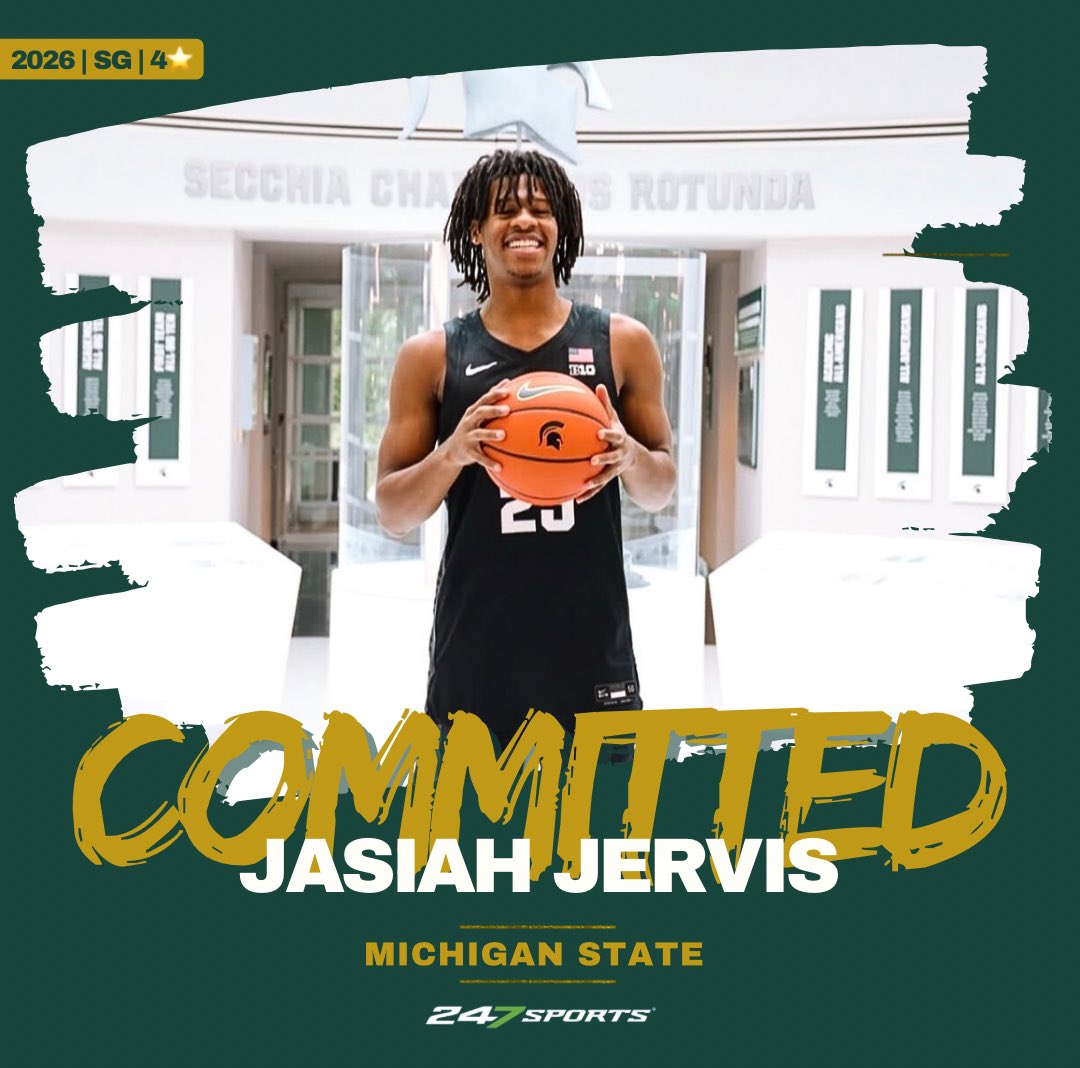 BREAKING: #MichiganState lands 2026 blue-chip SG Jasiah Jervis over Tennessee &amp; NC State.

Tom Izzo blended work ethic &amp; relationships with modern resource allocation to ensure he got his elite go-to scorer.

It’s becoming a special class….

Read: 247sports.com/college/michig… (FREE)