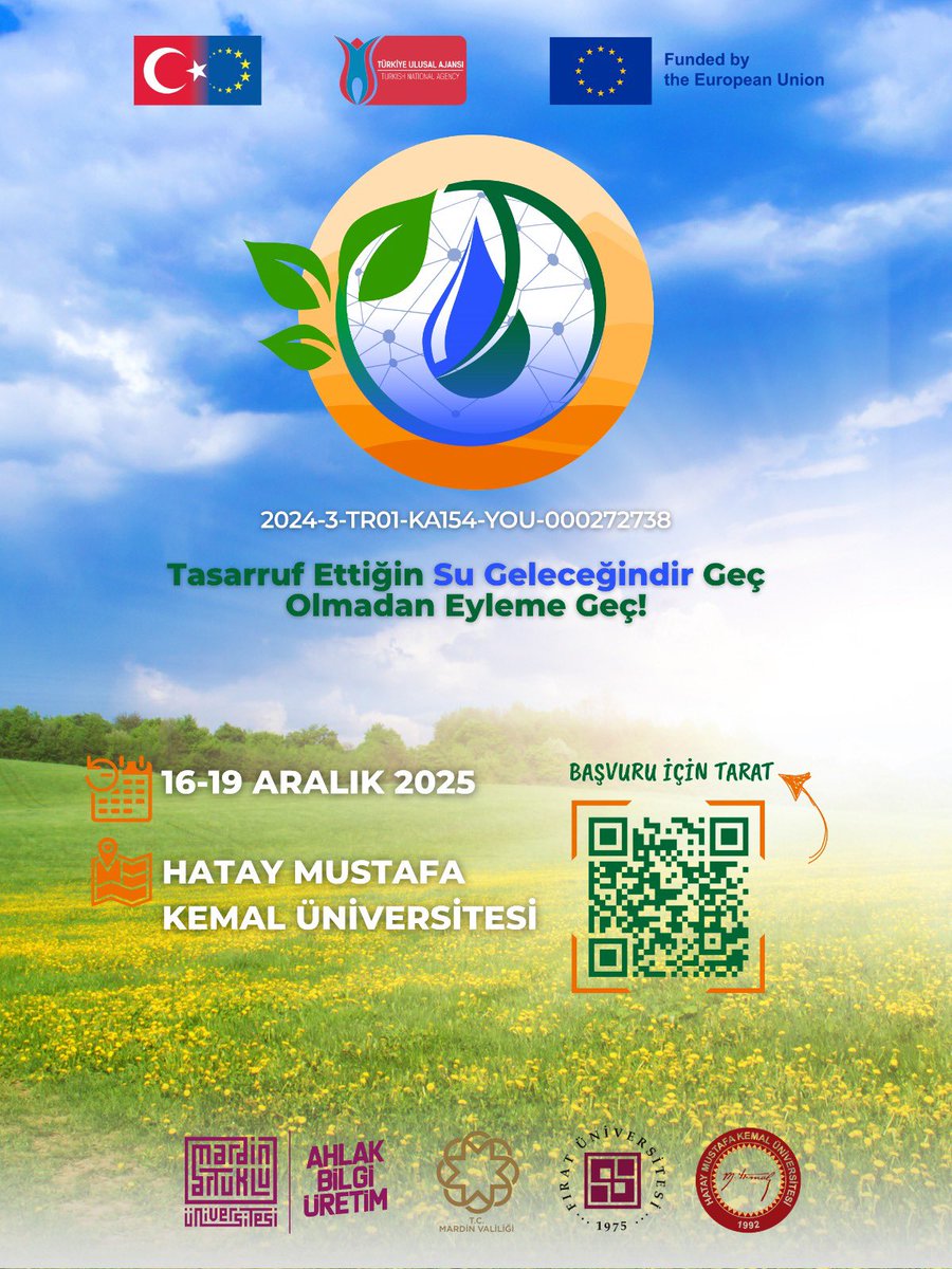 Birimimiz tarafından  hayata geçirilen, gençlere “suyun önemi, sanal su, su tasarrufu, su politikaları, girişimcilik ve FSMH” konularında eğitimler vererek su ve çevre elçisi olmalarını hedefleyen projemizin 2. uygulaması Hatay’da başlıyor! 💧
Başvuru 👉 forms.gle/CzqQFjoLYXmjhs…