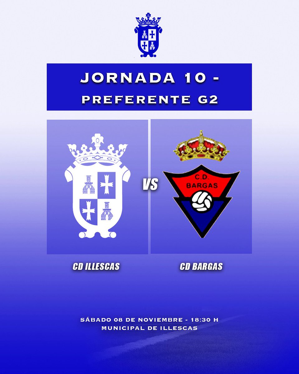 CanteraIllescas's tweet photo. El sábado a las 18:30 nuestro filial vuelve a tener una cita con el Municipal 🔛

Recibiremos al CD Bargas en un bonito partido que tendremos que pelear ⚽️

#CanteraIllescana https://t.co/yGxRXhnMwq