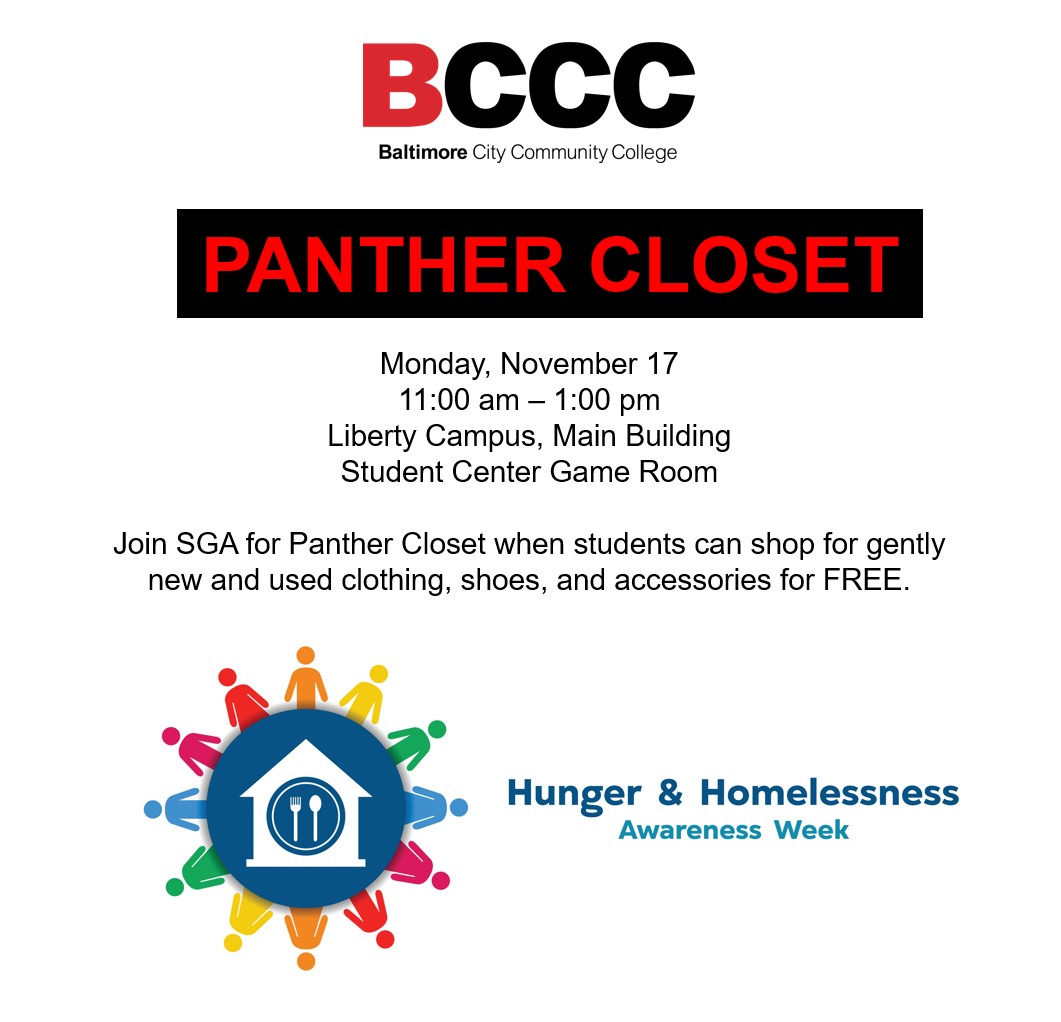 my_bccc's tweet image. Join BCCC&apos;s SGA for Panther Closet when students can shop for gently new and used clothing, shoes, and accessories for FREE. #bccc #PantherCloset #SGA