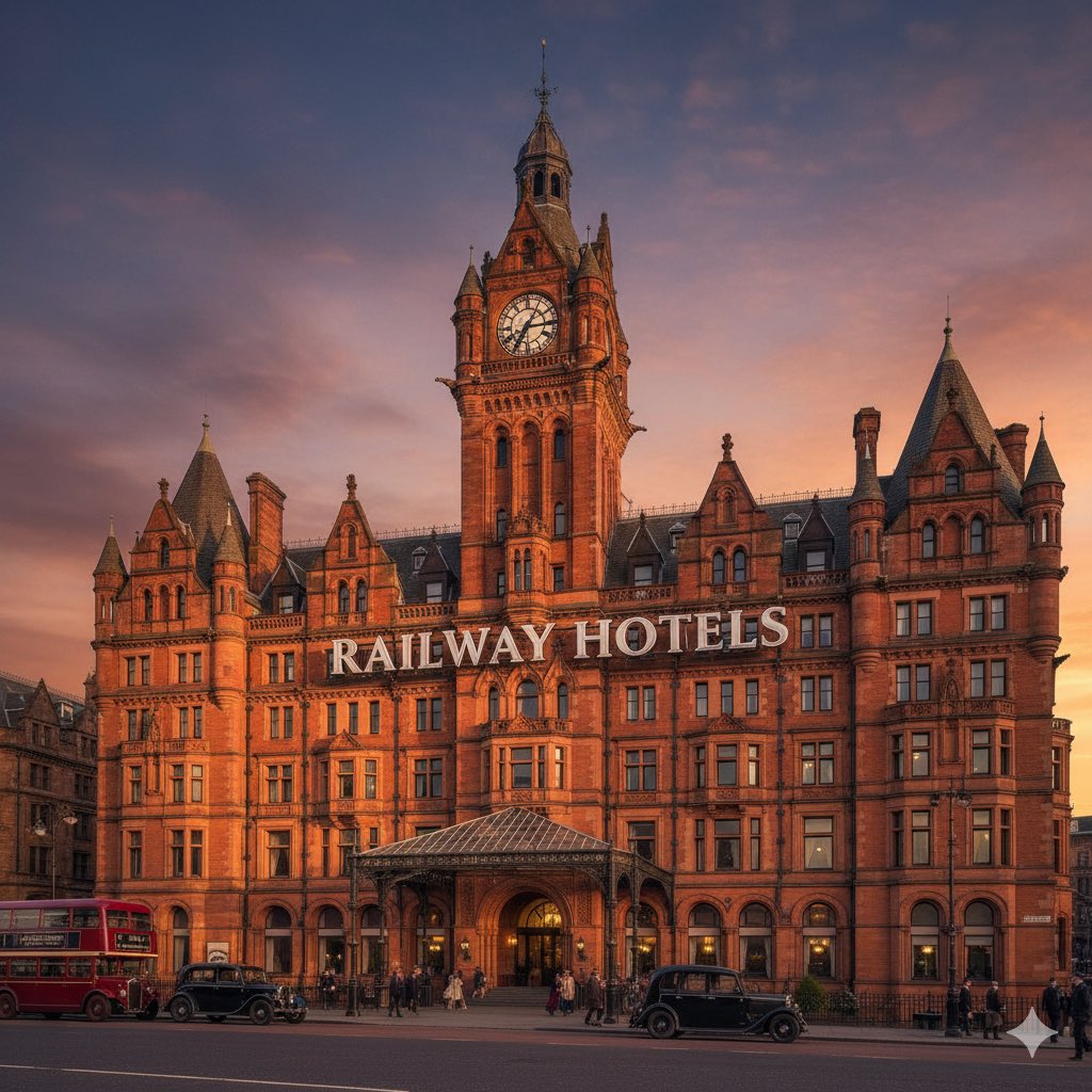The UK has some fabulous RAILWAY HOTELS. 

I’ve been filming video reviews of the 38 former British Transport Hotels. I’m about half way through.

Here they are - including the fabulous Grand Central in Glasgow.

Railway Hotels - Full Tours &amp; Reviews
youtube.com/playlist?list=…