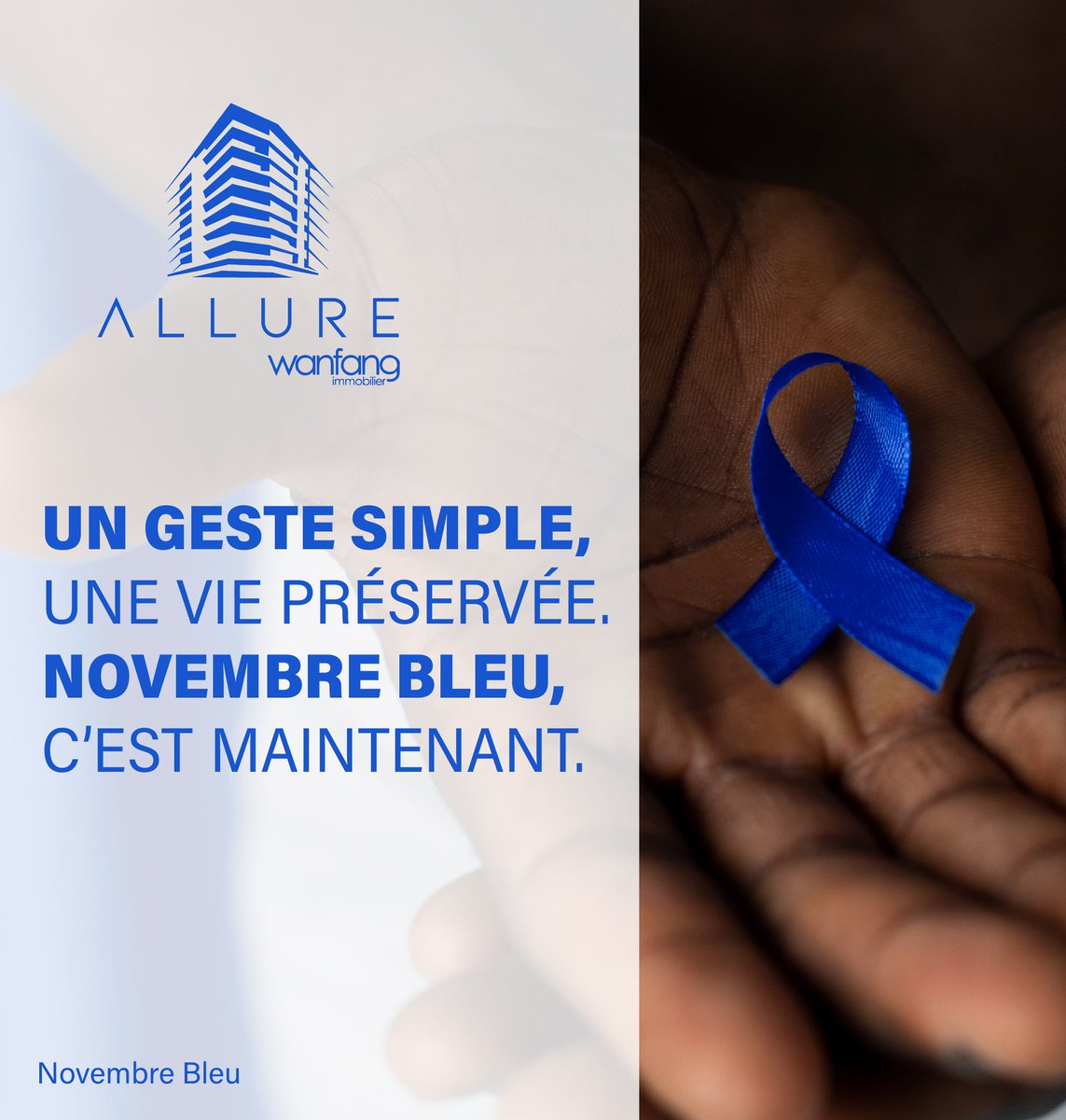 Allurewanfang23's tweet photo. 📍Novembre Bleu 💙

Après Octobre Rose, place à Novembre Bleu. Un Geste Simple pour Préserver une VIE !

ALLURE, plus qu'un projet immobilier, un partenaire pour la VIE.

#immobilier
#senegal
#dakar
#vente 
#location https://t.co/Qkv6AByQ8O