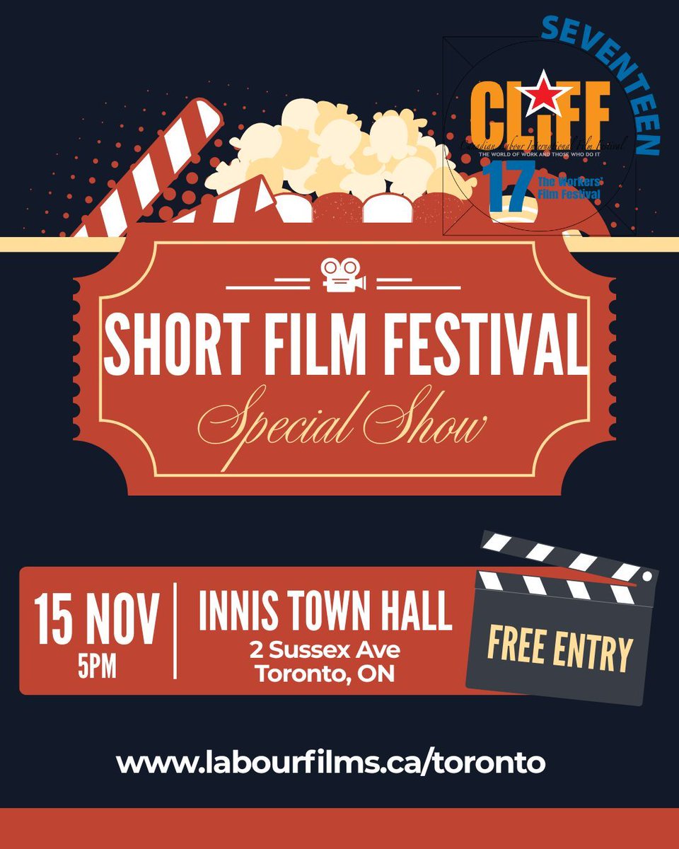 labourfilms's tweet photo. In Toronto? CLIFF is hosting our first in-person event since 2019! Our audience will select the Best Canadian Film Award and the screening will be followed by a social - with snacks :)
GET YOUR FREE TICKET ASAP: https://t.co/7riLtGacD9
#CLIFF2025 #CLIFF17 #labourfilms https://t.co/kkfybmWyN6