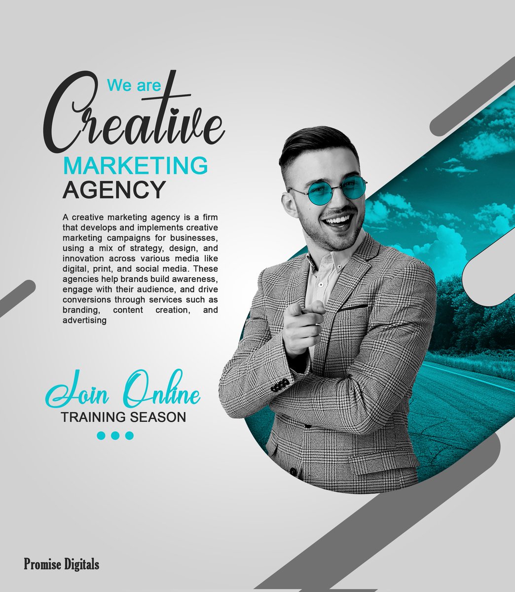 PromiseDigitals's tweet image. Day 13: Designed a Marketing Agency Poster in photoshop.