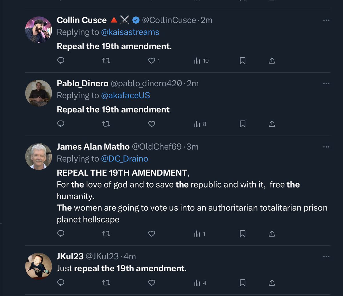 Men are not ok.

I’m deeply embarrassed to share a chromosome with these fucking incels.

If you have been infected with the mind virus that empathy is weak, you are not a man, you are a cowardly little boy.

And if you think taking women’s suffrage is on the table, just try it.