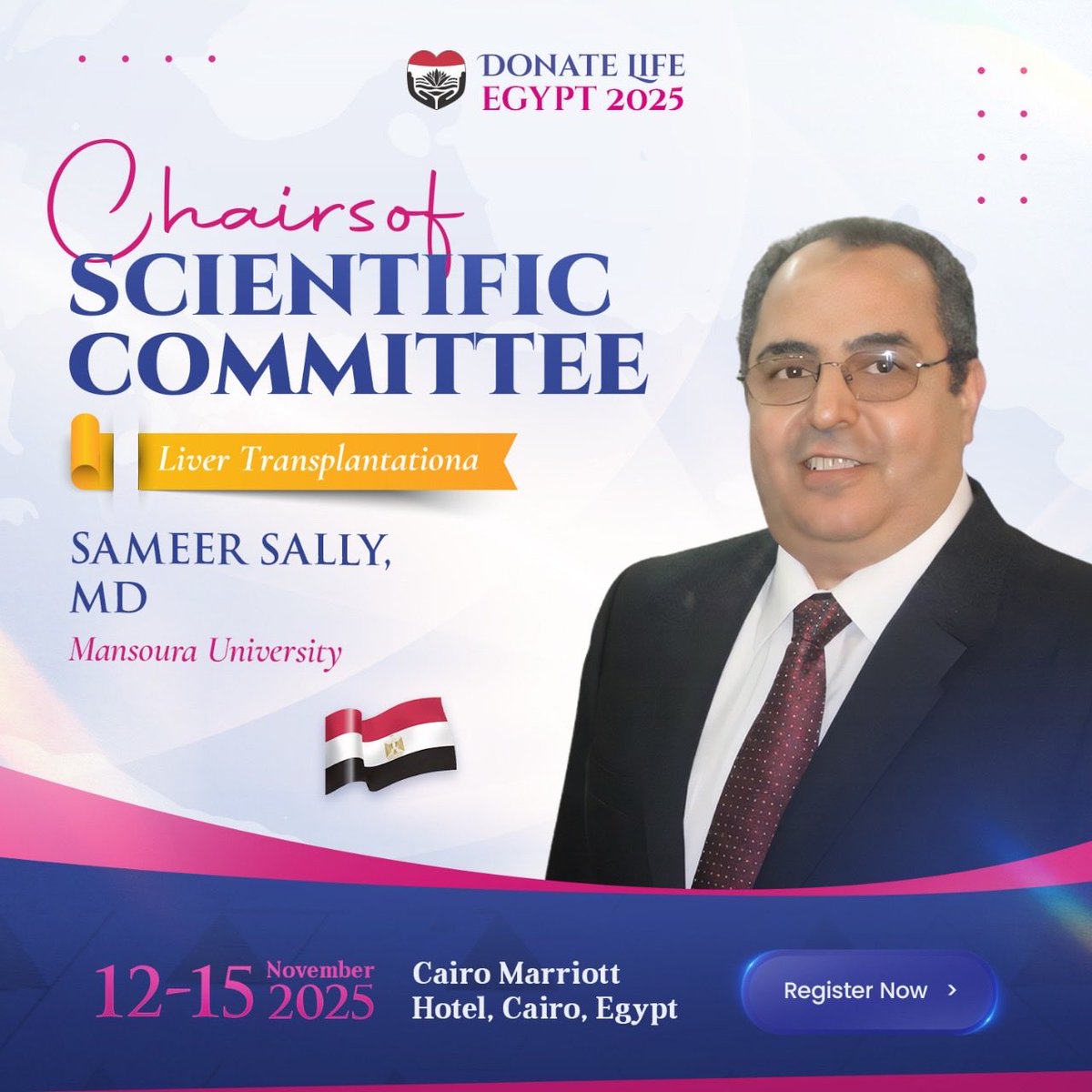 DonateLifeEG's tweet photo. Proud to introduce the brilliant minds behind 𝐃𝐨𝐧𝐚𝐭𝐞 𝐋𝐢𝐟𝐞 𝐄𝐠𝐲𝐩𝐭 𝟐𝟎𝟐𝟓
Meet 𝐃𝐋𝐄 𝟐𝟎𝟐𝟓 𝐂𝐨-𝐂𝐡𝐚𝐢𝐫𝐬 𝐨𝐟 𝐒𝐜𝐢𝐞𝐧𝐭𝐢𝐟𝐢𝐜 𝐂𝐨𝐦𝐦𝐢𝐭𝐭𝐞𝐞 𝐊𝐢𝐝𝐧𝐞𝐲 𝐇𝐞𝐚𝐥𝐭𝐡 𝐚𝐧𝐝 𝐓𝐫𝐚𝐧𝐬𝐩𝐥𝐚𝐧𝐭𝐚𝐭𝐢𝐨𝐧 https://t.co/MDTQuOqN02