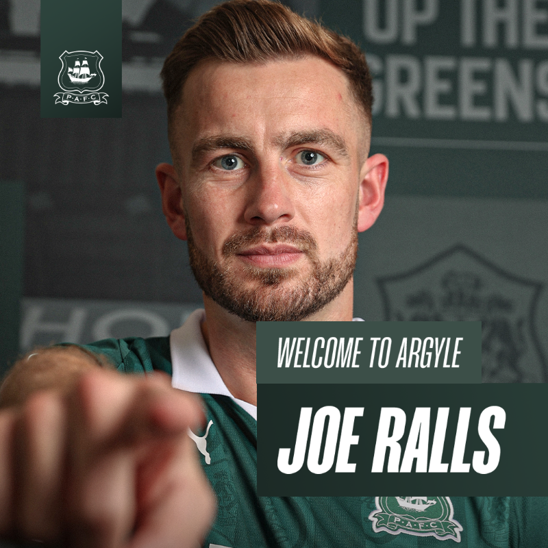 Argyle's tweet photo. Welcome to Argyle, Joe Ralls! 💚

The 32-year-old midfielder signs on a short-term contract, initially until January. 🤝