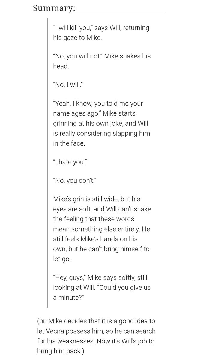 it was brought to my attention that some people might actually enjoy reading this fic so
if this is something you might like
I can't gatekeep 

link: archiveofourown.org/works/73575946

hope you enjoy 🫶🏻