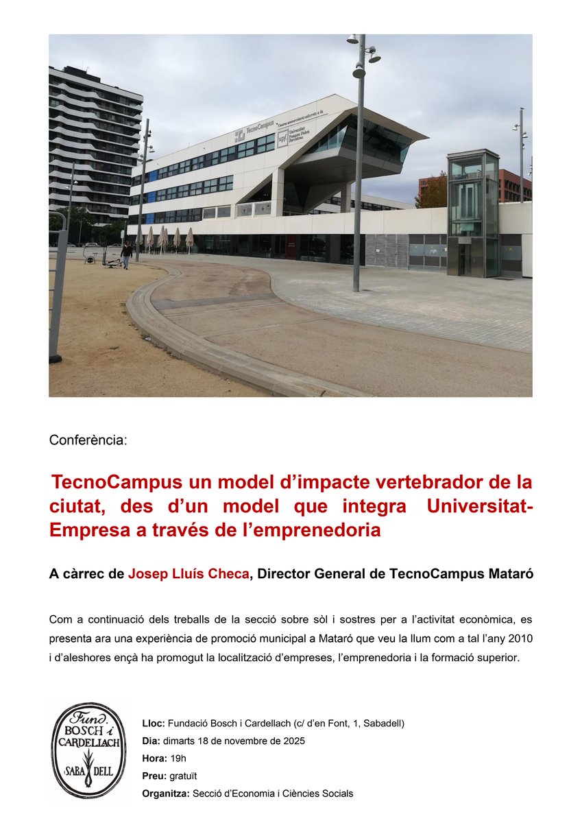 El proper 18 de novembre a la <a href="/boschcardellach/">Fundació Bosch i Cardellach</a> seguim portant exemples al voltant del sòl i sostres per activitat econòmica, aquest cop amb el <a href="/TecnoCampus/">TecnoCampus</a> de <a href="/matarocat/">Ajuntament de Mataró</a>
