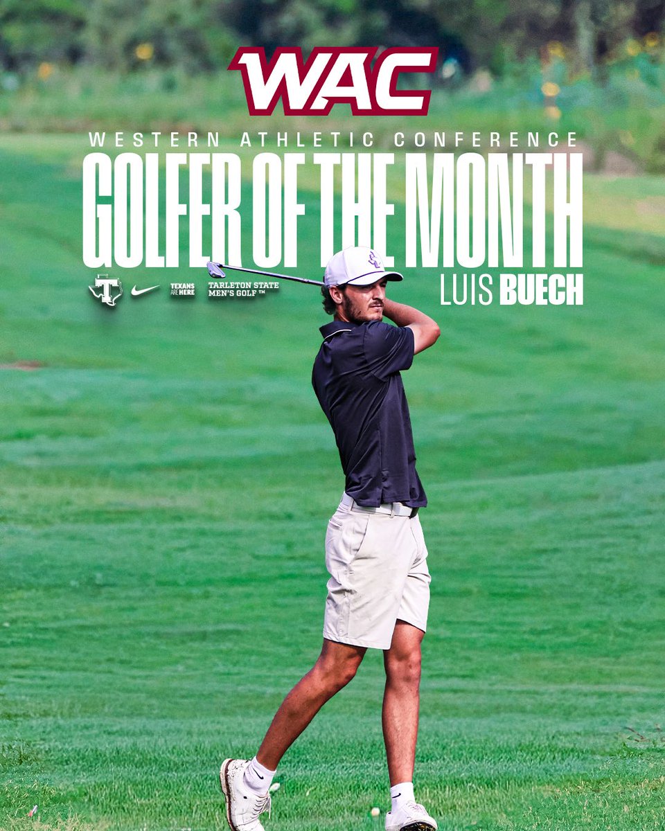 TarletonMGolf's tweet image. Congrats to Luis on being named @WACsports Men’s Golfer of the Month for October!👏

📰| tinyurl.com/pun6phsu