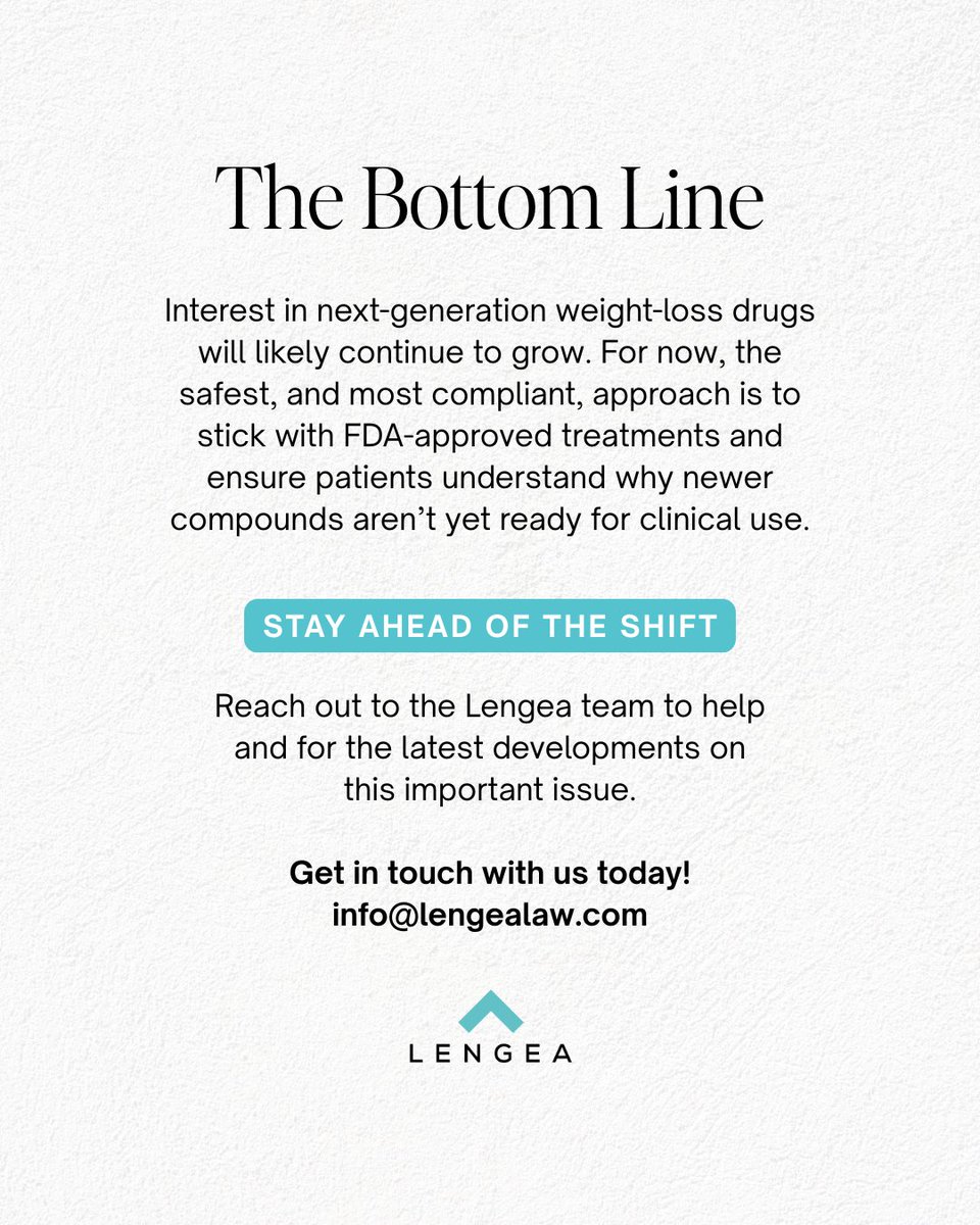 The FDA has warned companies marketing compounded Retatrutide, an unapproved drug still in clinical trials.
Providers should stick with FDA-approved meds, vet vendors, and avoid off-label marketing.
🔗 Full update: lengealaw.com/fda-warns-comp…
#LengeaLaw #FDACompliance