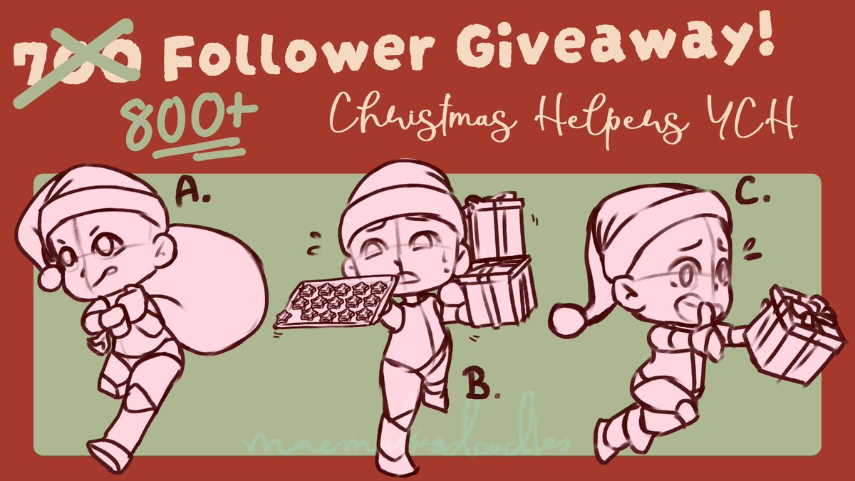maemakesdoodles's tweet photo. As a massive thank you for all the support, I'm hosting a Christmas YCH chibi art giveaway!!
🦌🛷 ⊹˚꙳⁺⋆₊･*❅
to enter:
❄︎like
❄︎repost
❄︎comment the character/oc and pose you'd like!
⋆｡‧˚❆☃️❆˚‧｡⋆
6 winners will be chosen NOV. 15! https://t.co/mESMq2F04K