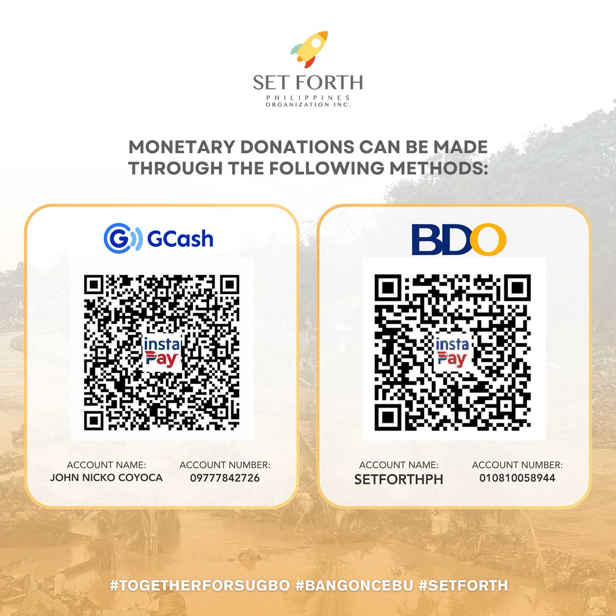 johnicoyoca's tweet photo. If you want to donate and help those who are affected, feel free to check Set Forth Philippines, a SEC-registered NGO based in Cebu. 

https://t.co/qZItjQzv7U https://t.co/BKlQR73Y2C